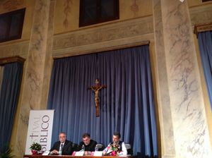Da sinistra: Riccardi, Puig i Tàrrech e Perego al Festival Biblico (ph R. Gobbo)